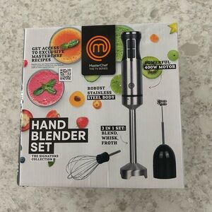 “New” Stainless Steel Hand Blender Set - Silver & Black